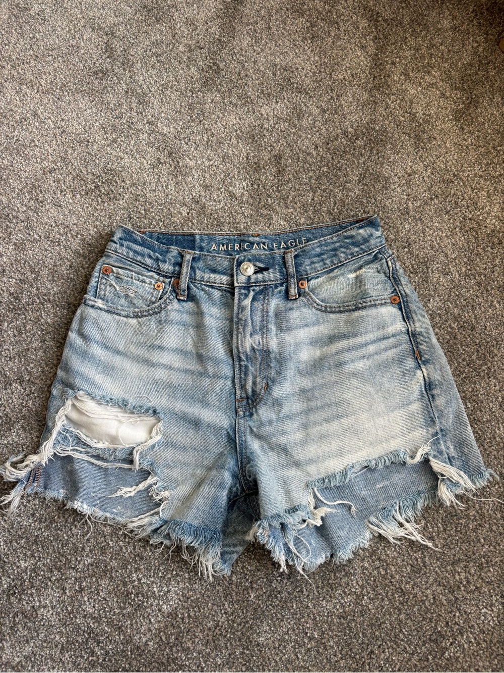 American Eagle Outfitters Faded Light Blue Distressed Denim Cutoff Shorts